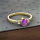 2 - Nikolia Desire Oval Cut Amethyst and Round Diamond Three Stone Engagement Ring 