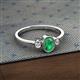 2 - Nikolia Desire Oval Cut Emerald and Round Diamond Three Stone Engagement Ring 
