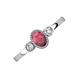 3 - Nikolia Desire Oval Cut Rhodolite Garnet and Round Diamond Three Stone Engagement Ring 
