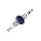 3 - Nikolia Desire Oval Cut Blue Sapphire and Round Diamond Three Stone Engagement Ring 