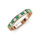 4 - Kathiryn 3.00 mm Emerald and Diamond 11 Stone Wedding Band 