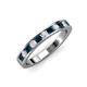 4 - Kathiryn 3.00 mm Blue and White Diamond 11 Stone Wedding Band 