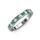 3 - Kathiryn 2.70 mm Emerald and Lab Grown Diamond 11 Stone Wedding Band 