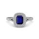1 - Ines Rainbow Emerald Cut Lab Created Blue Sapphire and Round Diamond Double Halo Engagement Ring 
