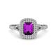 1 - Ines Rainbow Emerald Cut Amethyst and Round Diamond Double Halo Engagement Ring 
