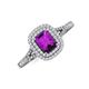 3 - Ines Rainbow Emerald Cut Amethyst and Round Diamond Double Halo Engagement Ring 