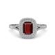 1 - Ines Rainbow Emerald Cut Red Garnet and Round Diamond Double Halo Engagement Ring 