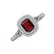 3 - Ines Rainbow Emerald Cut Red Garnet and Round Diamond Double Halo Engagement Ring 