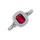 3 - Ines Rainbow Emerald Cut Lab Created Ruby and Round Diamond Double Halo Engagement Ring 