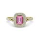 1 - Ines Rainbow Emerald Cut Lab Created Pink Sapphire and Round Diamond Double Halo Engagement Ring 