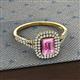 2 - Ines Rainbow Emerald Cut Lab Created Pink Sapphire and Round Diamond Double Halo Engagement Ring 