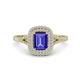 1 - Ines Rainbow Emerald Cut Tanzanite and Round Diamond Double Halo Engagement Ring 