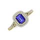 3 - Ines Rainbow Emerald Cut Tanzanite and Round Diamond Double Halo Engagement Ring 