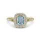 1 - Ines Rainbow Emerald Cut Aquamarine and Round Diamond Double Halo Engagement Ring 