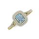 3 - Ines Rainbow Emerald Cut Aquamarine and Round Diamond Double Halo Engagement Ring 