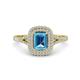 1 - Ines Rainbow Emerald Cut Blue Topaz and Round Diamond Double Halo Engagement Ring 