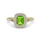 1 - Ines Rainbow Emerald Cut Peridot and Round Diamond Double Halo Engagement Ring 