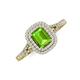 3 - Ines Rainbow Emerald Cut Peridot and Round Diamond Double Halo Engagement Ring 