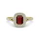1 - Ines Rainbow Emerald Cut Red Garnet and Round Diamond Double Halo Engagement Ring 