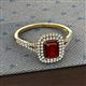2 - Ines Rainbow Emerald Cut Red Garnet and Round Diamond Double Halo Engagement Ring 