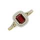 3 - Ines Rainbow Emerald Cut Red Garnet and Round Diamond Double Halo Engagement Ring 
