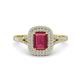 1 - Ines Rainbow Emerald Cut Rhodolite Garnet and Round Diamond Double Halo Engagement Ring 