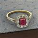 2 - Ines Rainbow Emerald Cut Rhodolite Garnet and Round Diamond Double Halo Engagement Ring 