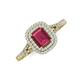 3 - Ines Rainbow Emerald Cut Rhodolite Garnet and Round Diamond Double Halo Engagement Ring 