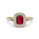 1 - Ines Rainbow Emerald Cut Lab Created Ruby and Round Diamond Double Halo Engagement Ring 