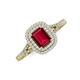 3 - Ines Rainbow Emerald Cut Lab Created Ruby and Round Diamond Double Halo Engagement Ring 