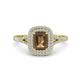 1 - Ines Rainbow Emerald Cut Smoky Quartz and Round Diamond Double Halo Engagement Ring 