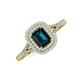 3 - Ines Rainbow Emerald Cut London Blue Topaz and Round Diamond Double Halo Engagement Ring 
