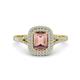 1 - Ines Rainbow Emerald Cut Morganite and Round Diamond Double Halo Engagement Ring 