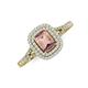 3 - Ines Rainbow Emerald Cut Morganite and Round Diamond Double Halo Engagement Ring 