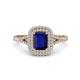 1 - Ines Rainbow Emerald Cut Lab Created Blue Sapphire and Round Diamond Double Halo Engagement Ring 