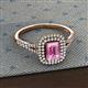 2 - Ines Rainbow Emerald Cut Lab Created Pink Sapphire and Round Diamond Double Halo Engagement Ring 