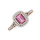 3 - Ines Rainbow Emerald Cut Lab Created Pink Sapphire and Round Diamond Double Halo Engagement Ring 