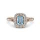 1 - Ines Rainbow Emerald Cut Aquamarine and Round Diamond Double Halo Engagement Ring 