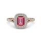 1 - Ines Rainbow Emerald Cut Pink Tourmaline and Round Diamond Double Halo Engagement Ring 