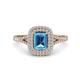 1 - Ines Rainbow Emerald Cut Blue Topaz and Round Diamond Double Halo Engagement Ring 