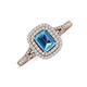 3 - Ines Rainbow Emerald Cut Blue Topaz and Round Diamond Double Halo Engagement Ring 