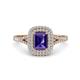 1 - Ines Rainbow Emerald Cut Iolite and Round Diamond Double Halo Engagement Ring 