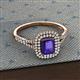 2 - Ines Rainbow Emerald Cut Iolite and Round Diamond Double Halo Engagement Ring 