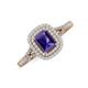 3 - Ines Rainbow Emerald Cut Iolite and Round Diamond Double Halo Engagement Ring 