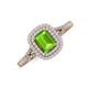 3 - Ines Rainbow Emerald Cut Peridot and Round Diamond Double Halo Engagement Ring 