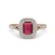 1 - Ines Rainbow Emerald Cut Rhodolite Garnet and Round Diamond Double Halo Engagement Ring 