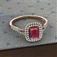 2 - Ines Rainbow Emerald Cut Rhodolite Garnet and Round Diamond Double Halo Engagement Ring 
