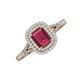 3 - Ines Rainbow Emerald Cut Rhodolite Garnet and Round Diamond Double Halo Engagement Ring 