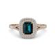 1 - Ines Rainbow Emerald Cut London Blue Topaz and Round Diamond Double Halo Engagement Ring 