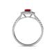 4 - Ines Rainbow Emerald Cut Lab Created Ruby and Round Diamond Double Halo Engagement Ring 